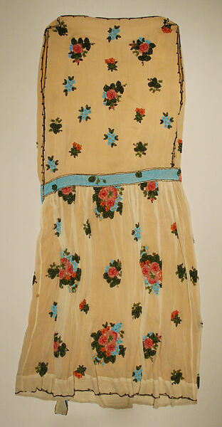 Evening dress, silk, glass, French