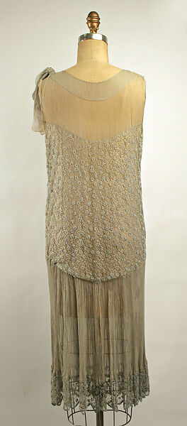 Evening dress, silk, probably French