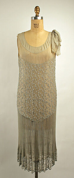 Evening dress, silk, probably French 