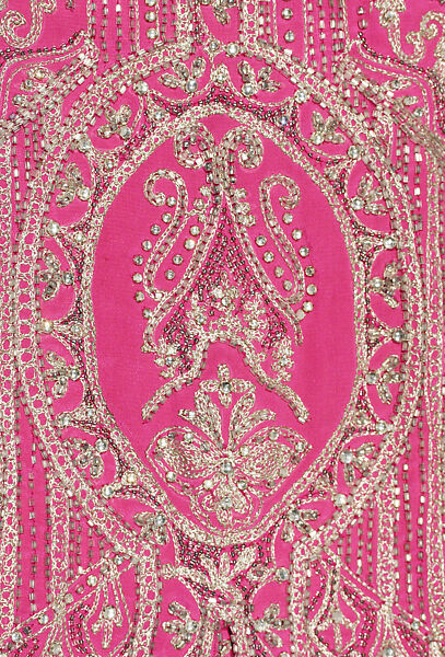 Evening dress, silk, beads, rhinestones, probably French