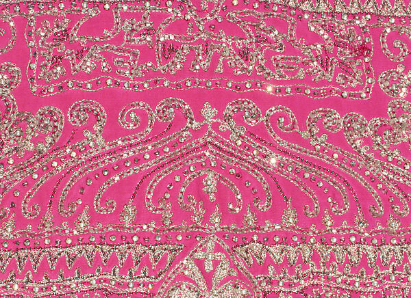 Evening dress, silk, beads, rhinestones, probably French