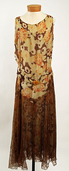 Afternoon ensemble, silk, cotton, probably French