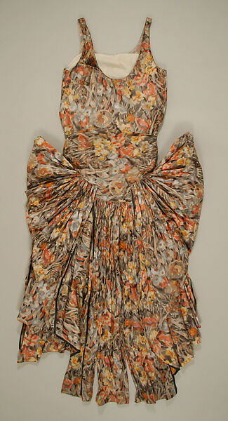 Evening dress, silk, metal, rhinestones, American