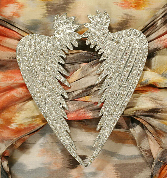Evening dress, silk, metal, rhinestones, American