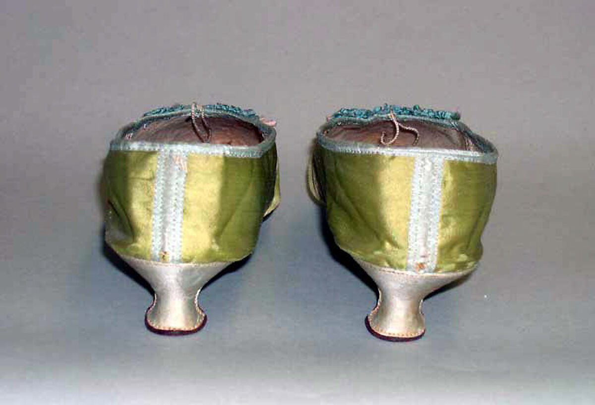 Slippers, silk, probably British