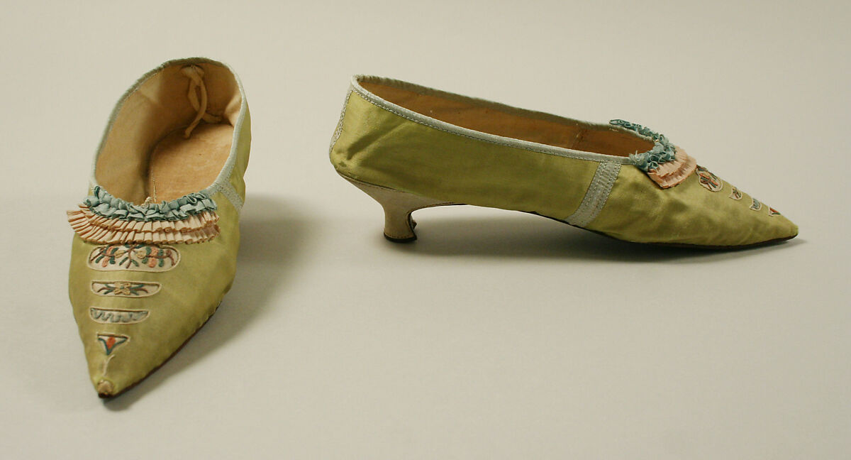 Slippers, silk, probably British 