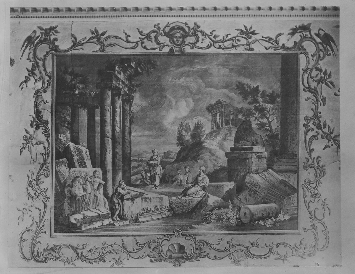 Woodwork and Wallpaper from the Great Hall of Van Rensselaer Manor House, Wood, paper, and paint, American
