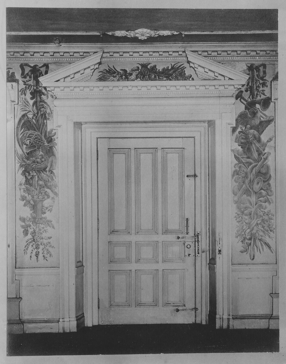 Woodwork and Wallpaper from the Great Hall of Van Rensselaer Manor House, Wood, paper, and paint, American