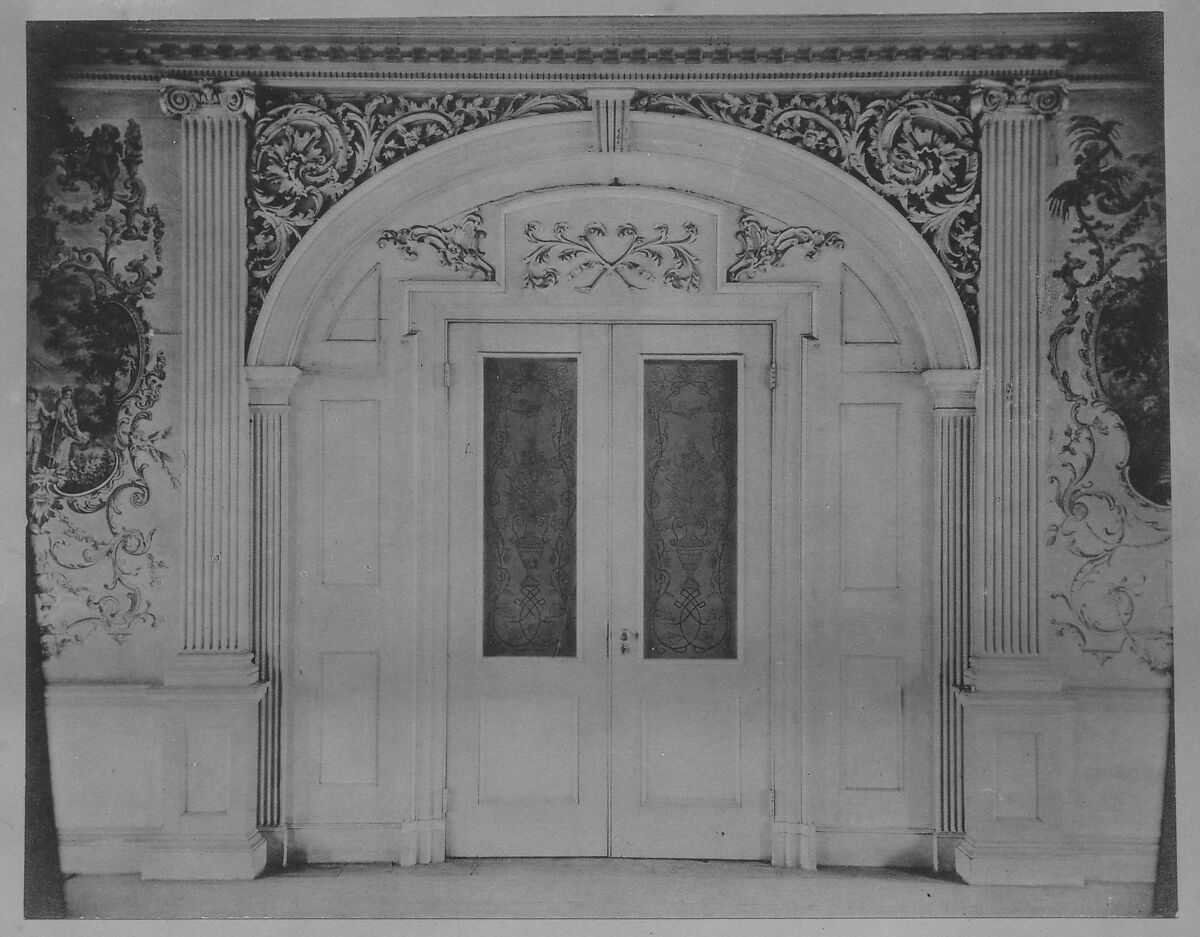 Woodwork and Wallpaper from the Great Hall of Van Rensselaer Manor House, Wood, paper, and paint, American