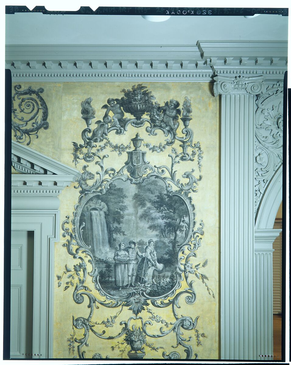 Woodwork and Wallpaper from the Great Hall of Van Rensselaer Manor House, Wood, paper, and paint, American