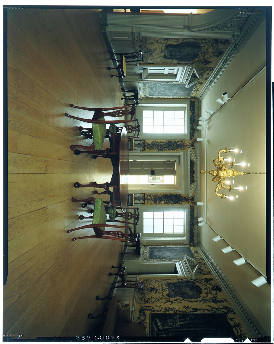 Woodwork and Wallpaper from the Great Hall of Van Rensselaer Manor House, Wood, paper, and paint, American