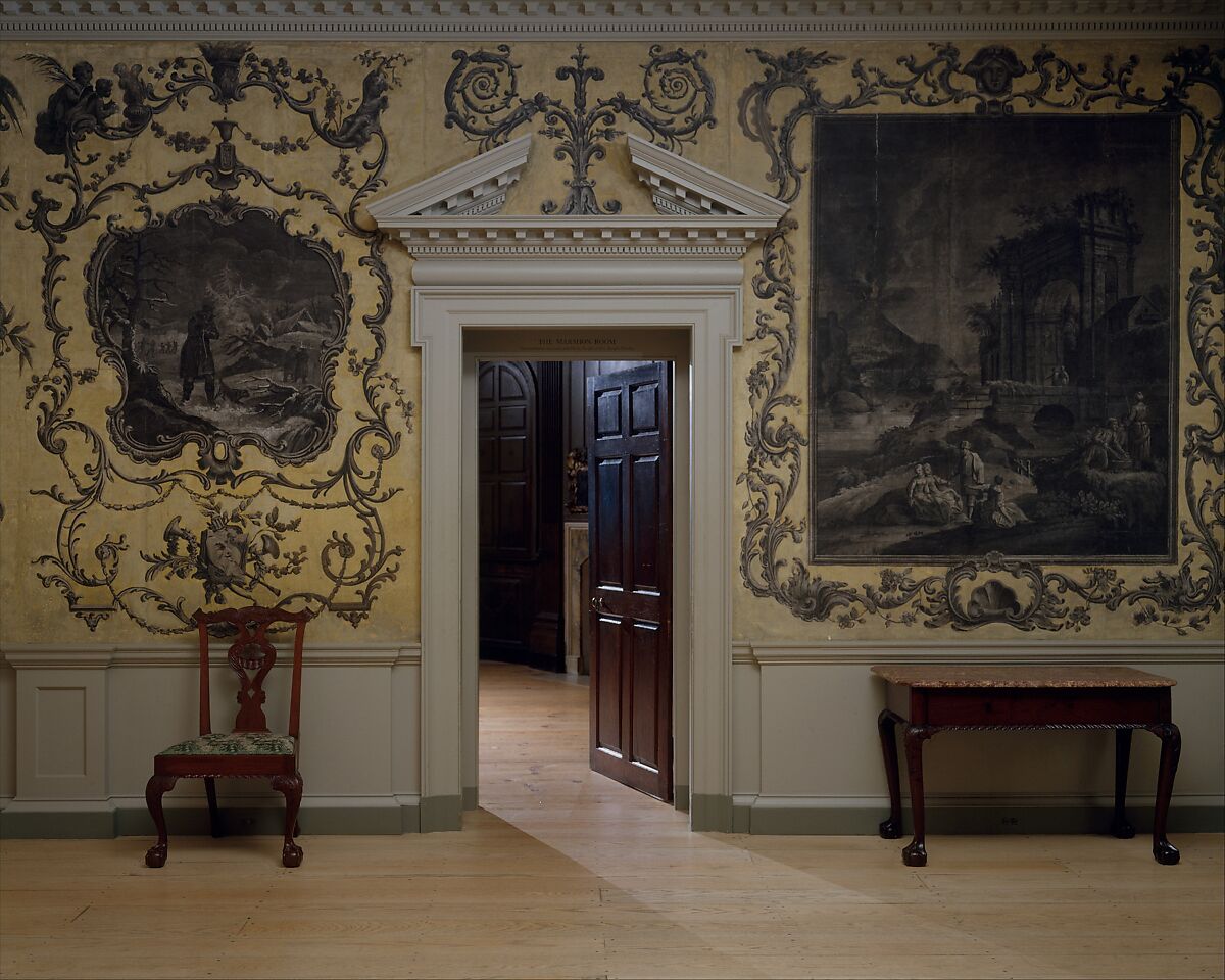 Woodwork and Wallpaper from the Great Hall of Van Rensselaer Manor House, Wood, paper, and paint, American