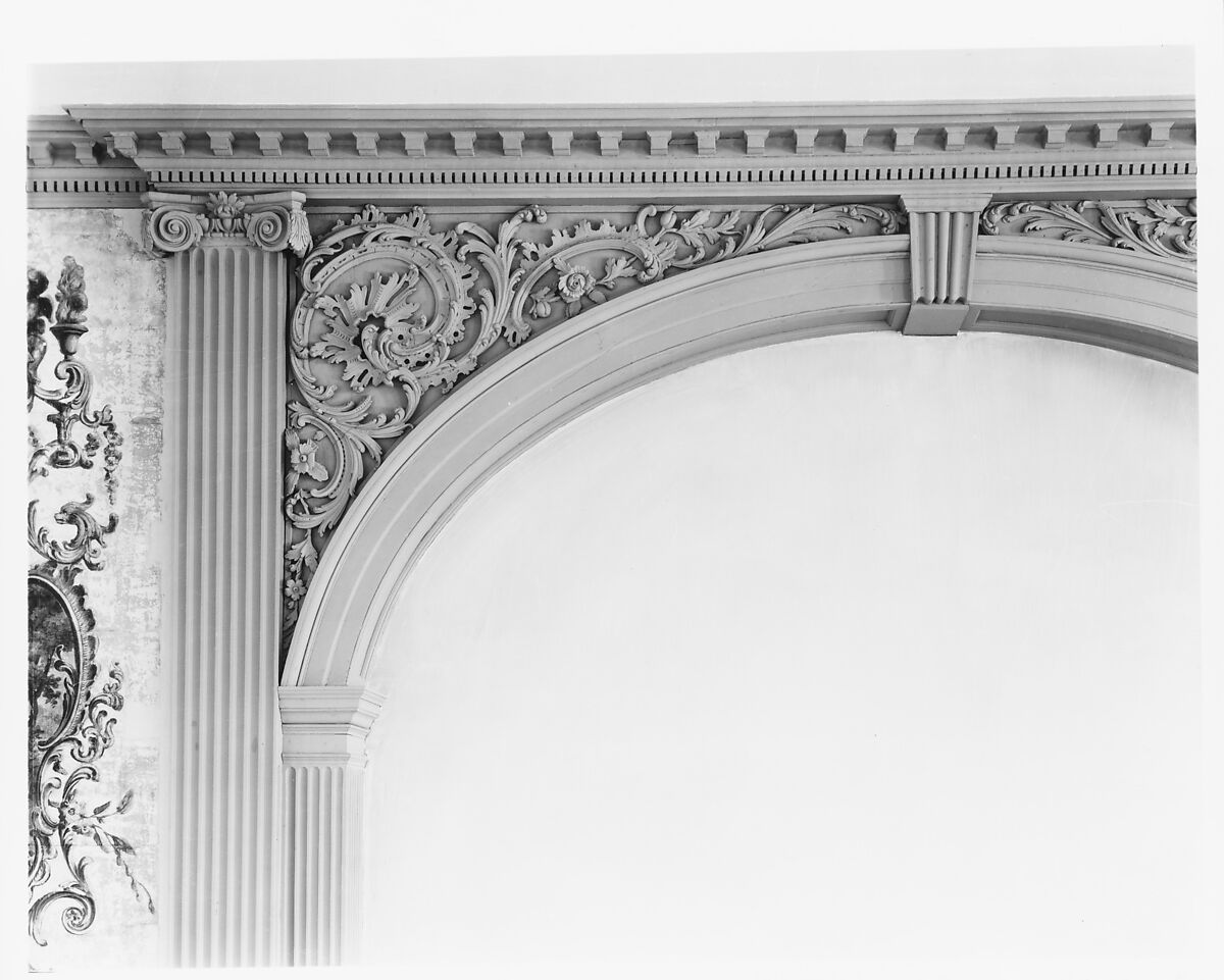 Woodwork and Wallpaper from the Great Hall of Van Rensselaer Manor House, Wood, paper, and paint, American