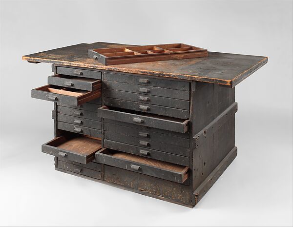 Work bench from Tiffany Studios, Tiffany Studios (1902–32), Wood, metal, and glass, American 